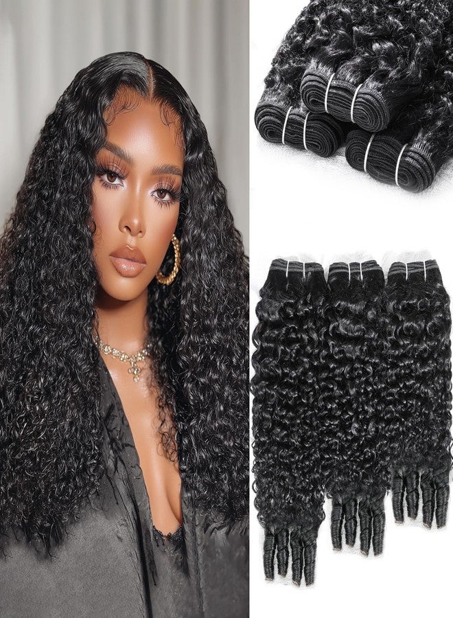 ALLRUN Burmese Curly Bundles Human Hair 3Pcs 18 20 22 Inch Raw Curly Human Hair Bundles with Spiral Ends 3C4A Quick Weave Hair Extensions for Women, Natural Black - Image 1